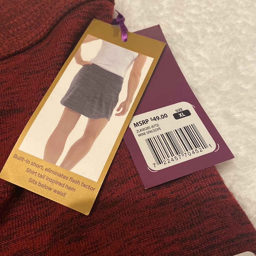 NWT Z BY ZOBHA Size XL Skort Wine Space Dye Elastic Waist Pull On Tie Waist - Picture 3 of 14